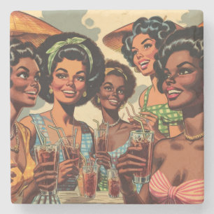 Retro Cocktail Party Girls Stone Coaster