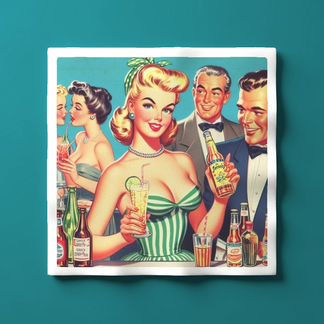 Retro Cocktail Party Illustration Napkins (Creator Uploaded)