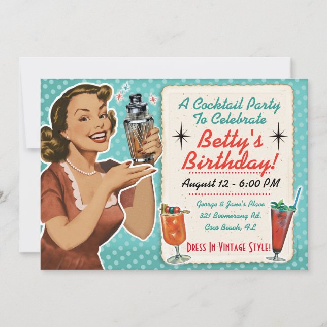 Retro Cocktail Party Invitation (Front)