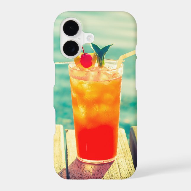 Retro cocktail sunset pool bar iphone case (Back)