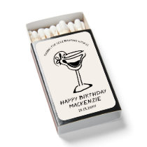 Retro Cocktail Thank You Birthday Favor Matchboxes