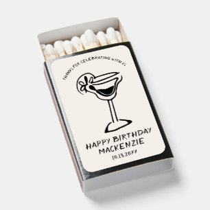Retro Cocktail Thank You Birthday Favor Matchboxes