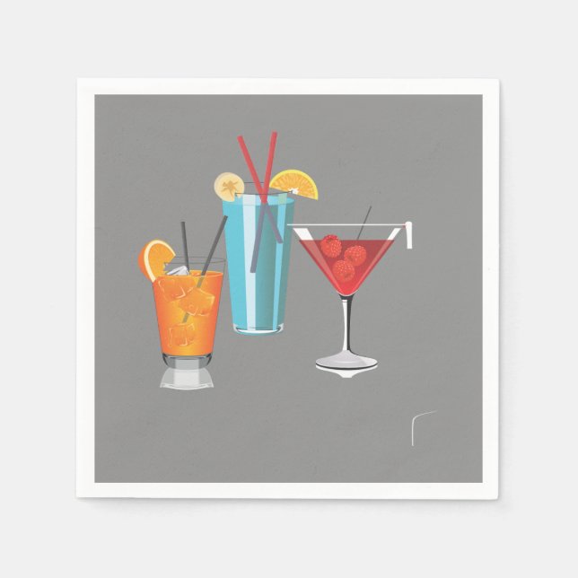 Retro Cocktail Trio Paper Napkins (Front)