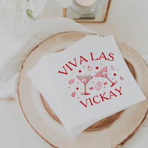 Retro Cocktails Bachelorette Party Red Paper Napkins