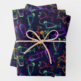 Retro Cocktails Collage Wrapping Paper Sheets