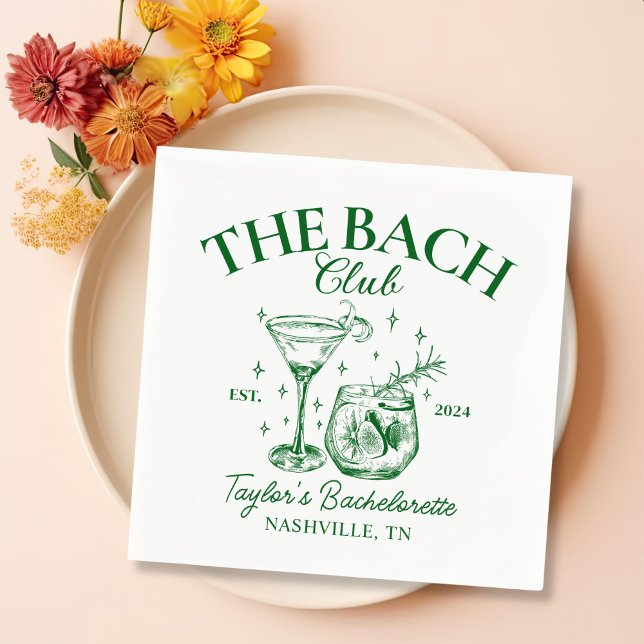 Retro Cocktails Green Bachelorette Party  Napkins (Creator Uploaded)