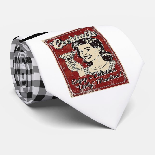 Retro Cocktails Necktie (Rolled)