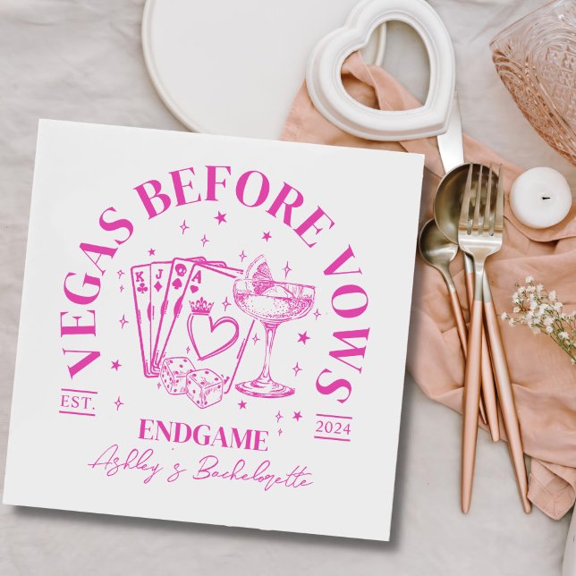 Retro Cocktails Pink Bachelorette Party Napkins (Creator Uploaded)