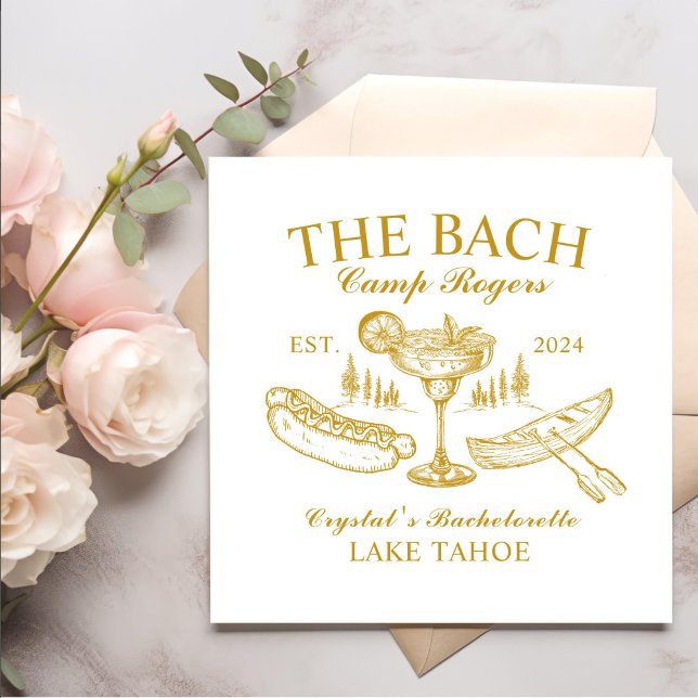 Retro Cocktails The Bach Yellow Bachelorette Party Napkins (Creator Uploaded)