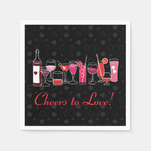 Retro Cocktails Valentines Day Party Napkins
