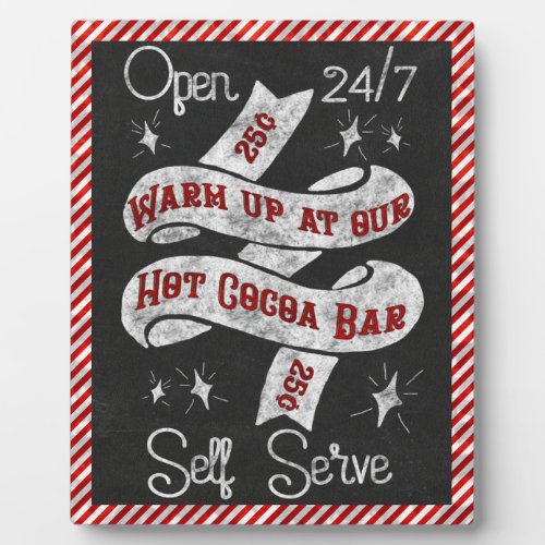 Retro Cocoa Bar Sign with Candy Cane Stripes Plaque