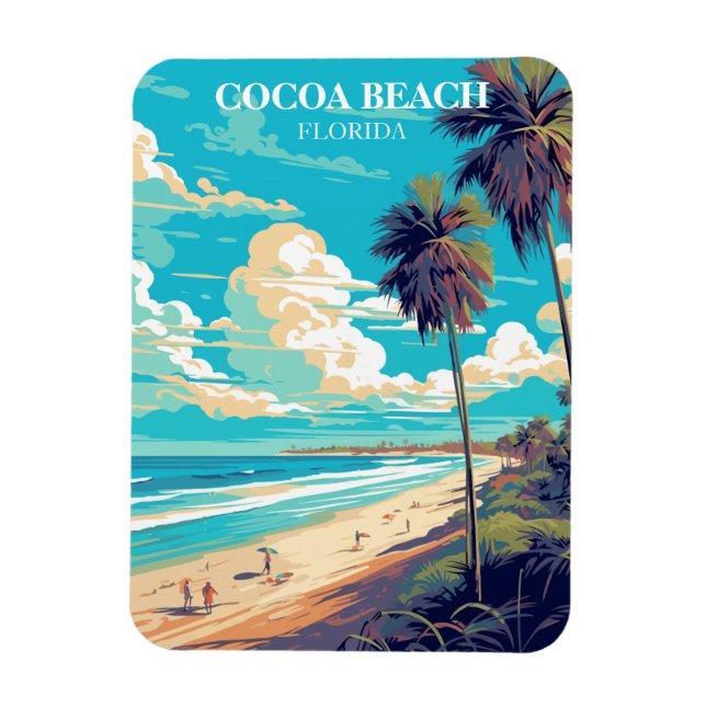 Retro Cocoa Beach Florida Travel Magnet (Vertical)