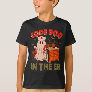 Retro Code Boo In The Er Icu Nurses Boo-jee Ghost T-Shirt