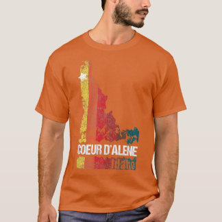 Retro Coeur dAlene Idaho Souvenir Idaho State Map T-Shirt