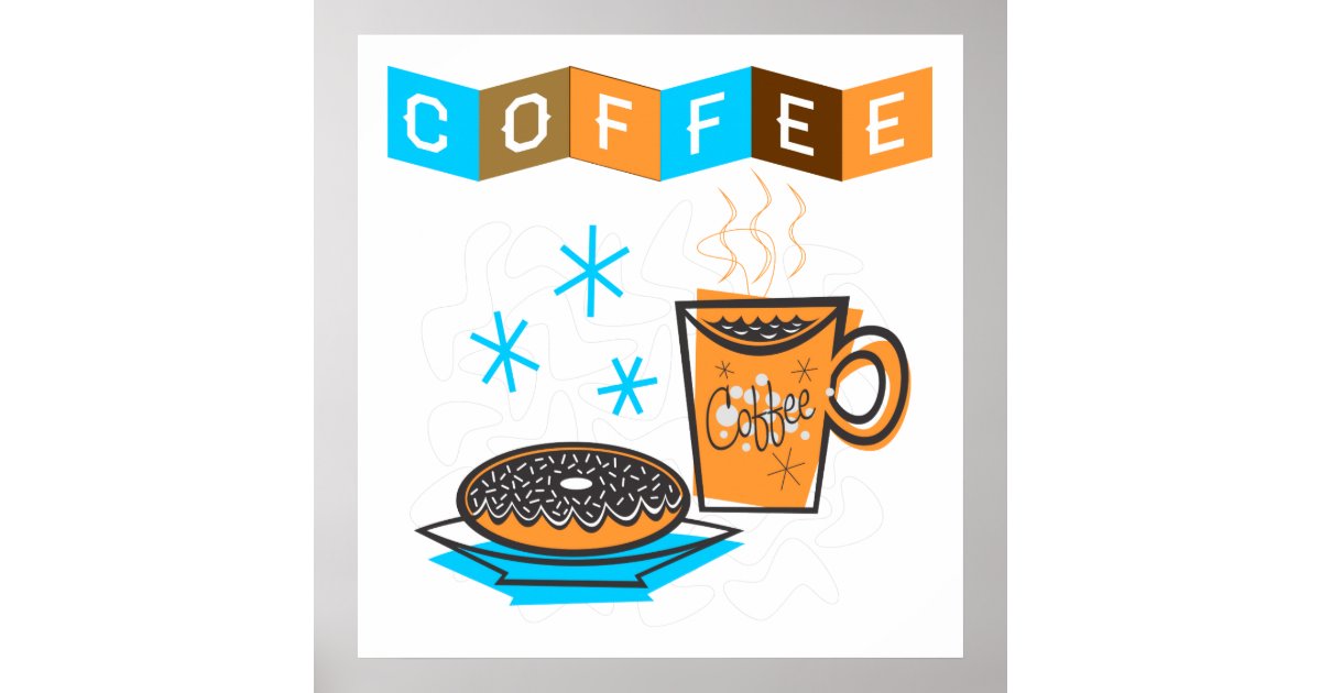 Retro Coffee and Donut Poster Zazzle