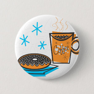 Retro Coffee and Doughnut Pinback Button