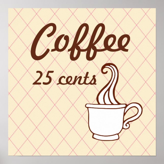 Retro Coffee Art Poster Print (Front)