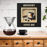 Retro Coffee Bar  Faux Canvas Print<br><div class="desc">Create a cozy and nostalgic atmosphere with this personalized faux canvas wall art featuring a retro coffee shop design in brown and tan. Customize it with your name to make it uniquely yours. Immerse yourself in the vintage charm of this artwork, and let it transport you to the bygone era...</div>