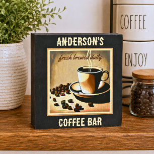 Retro Coffee Bar Wooden Box Sign