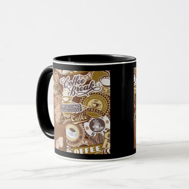 Retro Coffee Break Collage Mug (Front Left)