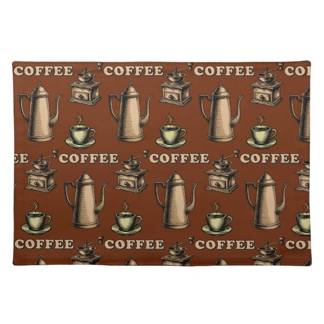 Retro Coffee Cafe Pattern Cloth Placemat (Front)