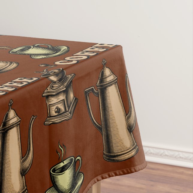 Retro Coffee Cafe Pattern Tablecloth (In Situ)