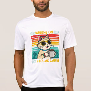 Retro Coffee Cat Vibes - Caffeine Lover Men's T-Shirt