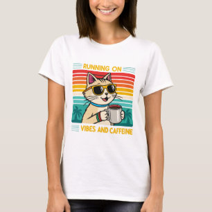 Retro Coffee Cat Vibes - Caffeine Lover Women's T-Shirt
