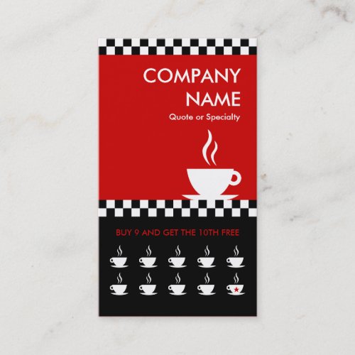 retro coffee checkers punchcard loyalty card