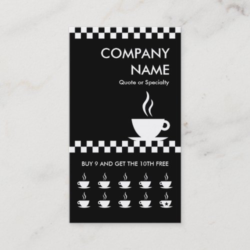 retro coffee checkers punchcard loyalty card