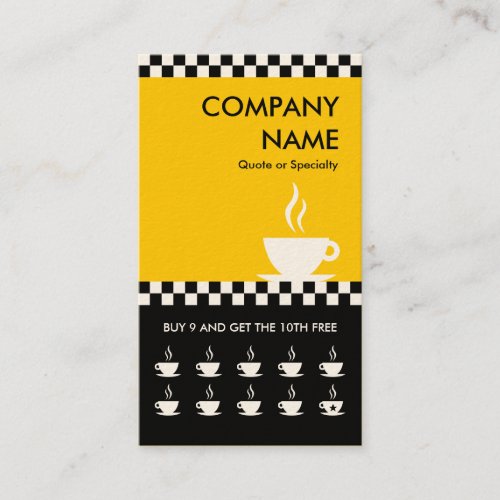 retro coffee checkers punchcard business card template