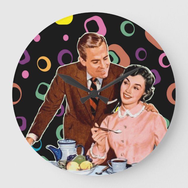 RETRO COFFEE COUPLE KITSCH CLOCK (Front)
