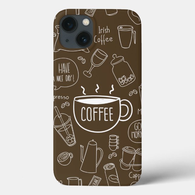 Retro Coffee Cup Pattern Mug – Perfect for Barista Case-Mate iPhone Case (Back)