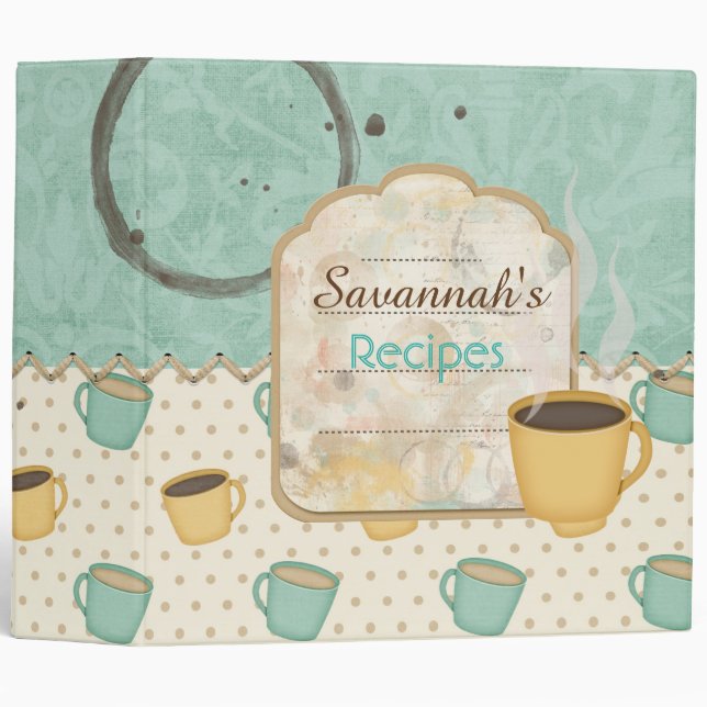 Retro Coffee Cup Recipe Binder (Front/Spine)