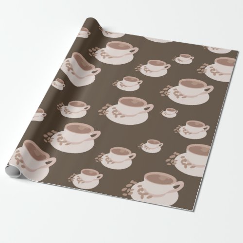 Retro Coffee Cup Saucer Hot Chocolate Gift Wrapping Paper