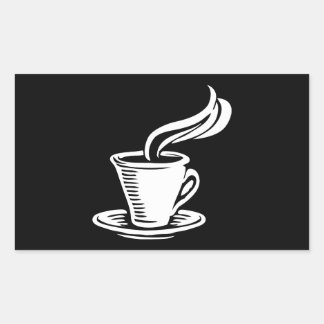 Retro Coffee Cup & Saucer Rectangular Sticker