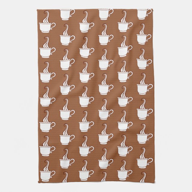 Retro Coffee Cups Kitchen Towel (Vertical)
