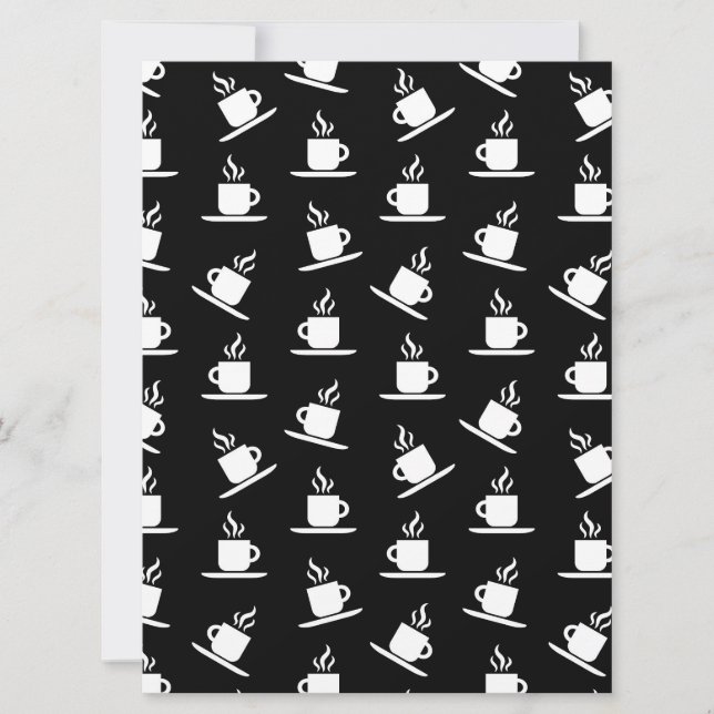 Retro Coffee Cups Print Pattern Coffee Mugs Black Holiday Card (Front)