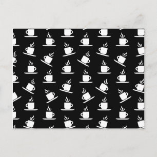 Retro Coffee Cups Print Pattern Coffee Mugs Black Postcard