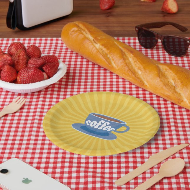 Retro Coffee Design  Paper Plates (Picnic)