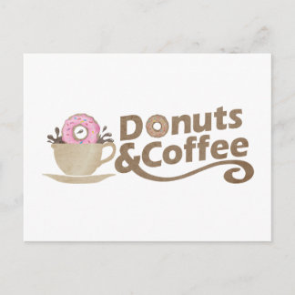 Retro Coffee & Donuts Postcard