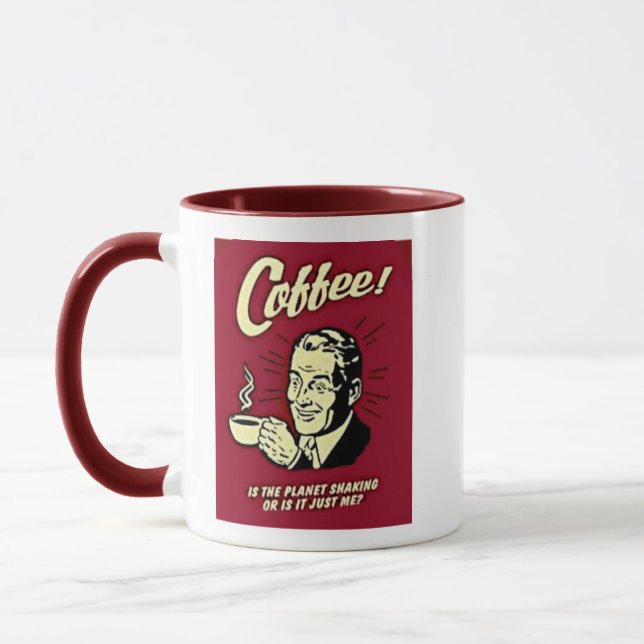 Retro Coffee Drinking Man Mug (Left)