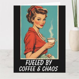 RETRO COFFEE HOUSEWIFE BLANK FRIEND Greeting Card