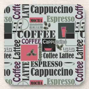 retro coffee kitchen pattern for espresso latte beverage coaster