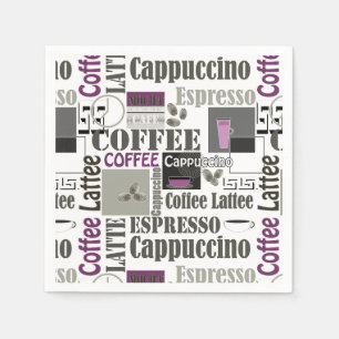 retro coffee kitchen pattern for espresso latte napkins