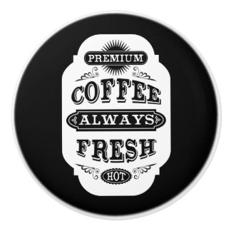 Retro Coffee Label Ceramic Knob