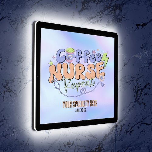 Retro Coffee Lover Nurse Custom Wall Art LED Sign