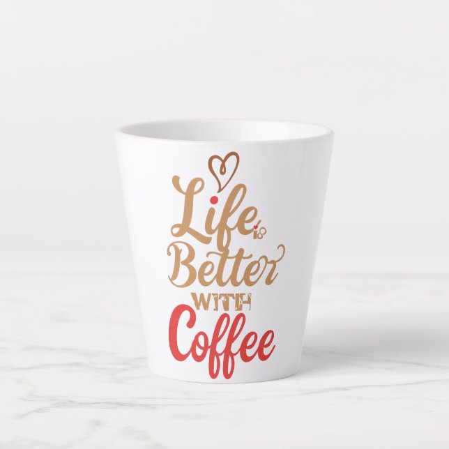 Retro Coffee Lover Typography Latte Mug (Front)