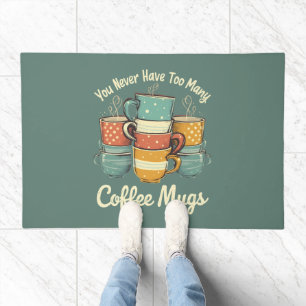 Retro Coffee Mug Stack Illustration Doormat