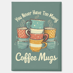 Retro Coffee Mug Stack Illustration Magnet